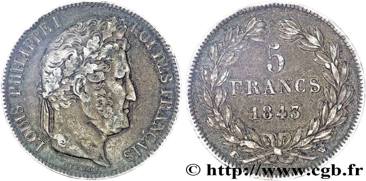 5 francs IIe type Domard 1843 Lille F.324/104 TTB48 