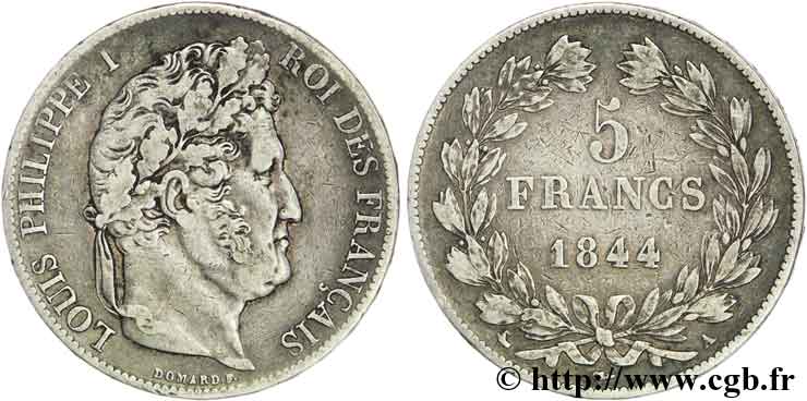 5 francs IIIe type Domard 1844 Paris F.325/1 S30 