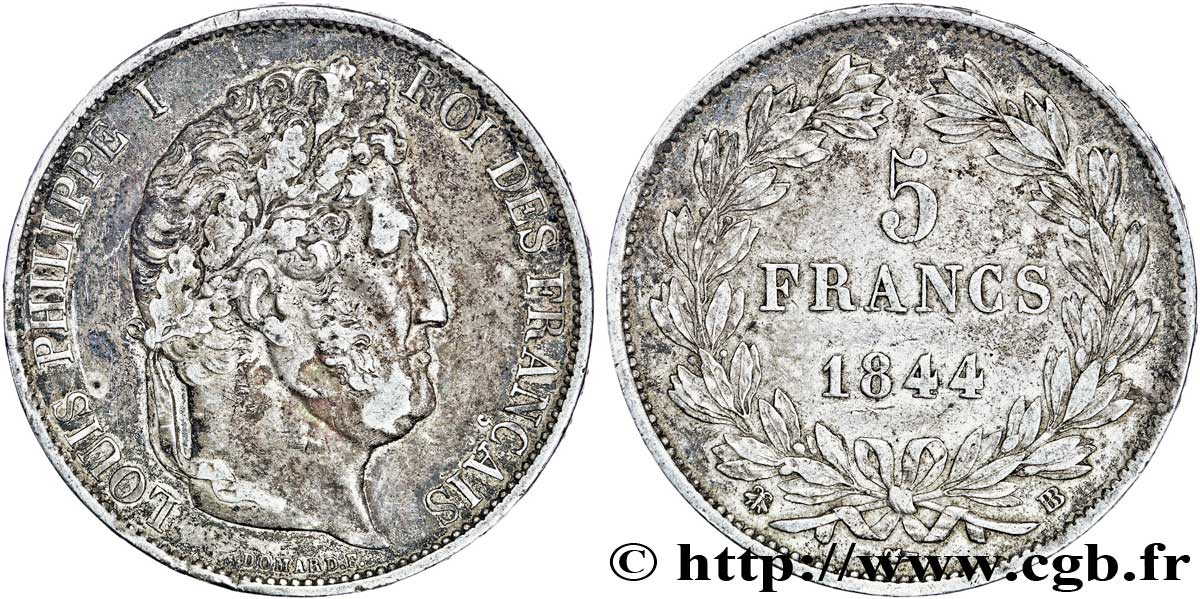 5 francs IIIe type Domard 1844 Strasbourg F.325/3 MBC45 