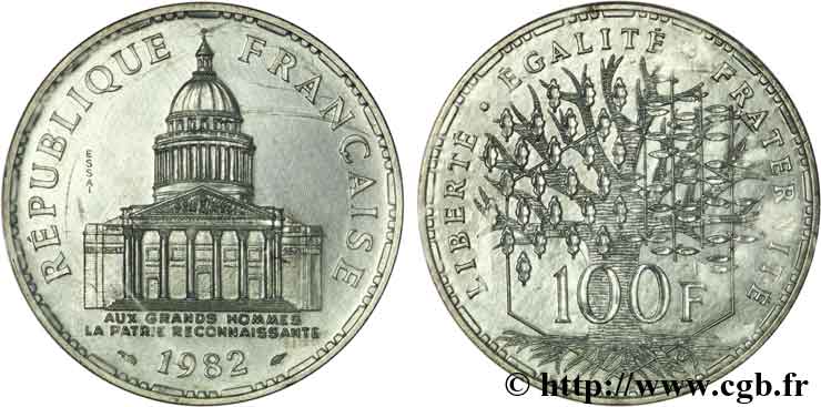 Essai de 100 francs Panthéon 1982 Pessac F.451/1 MS70 