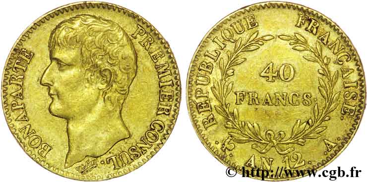 40 francs or Bonaparte, Premier Consul 1804 Paris F.536/6 MBC50 