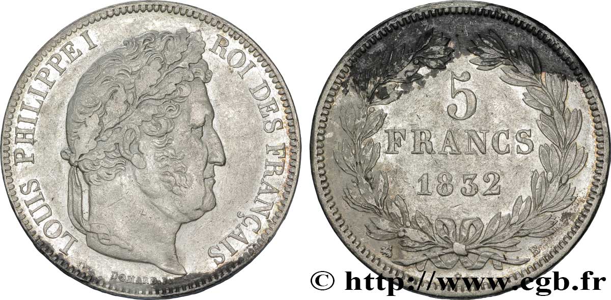 5 francs IIe type Domard 1832 Rouen F.324/2 BB48 