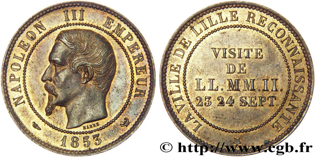 Module de dix centimes, Visite impériale à Lille les 23 et 24 septembre 1853 1853 Lille VG.3365  SUP62 