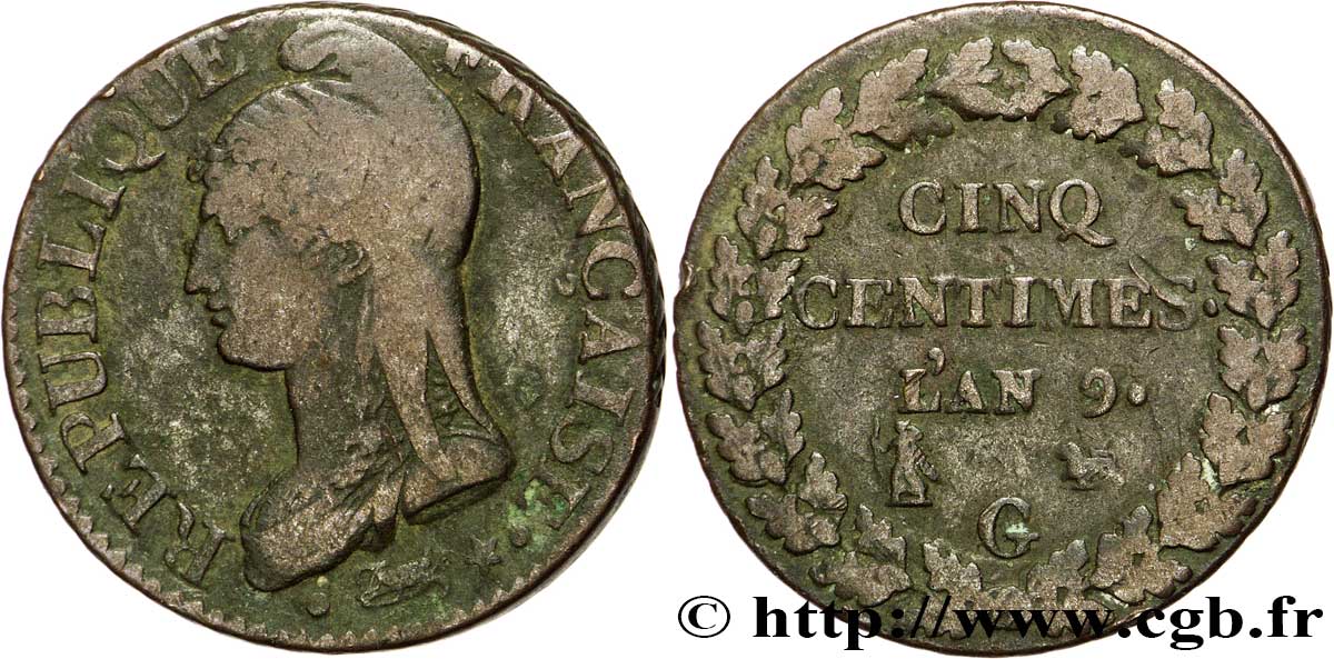 Cinq centimes Dupré, grand module 1801 Genève F.115/158 TB15 