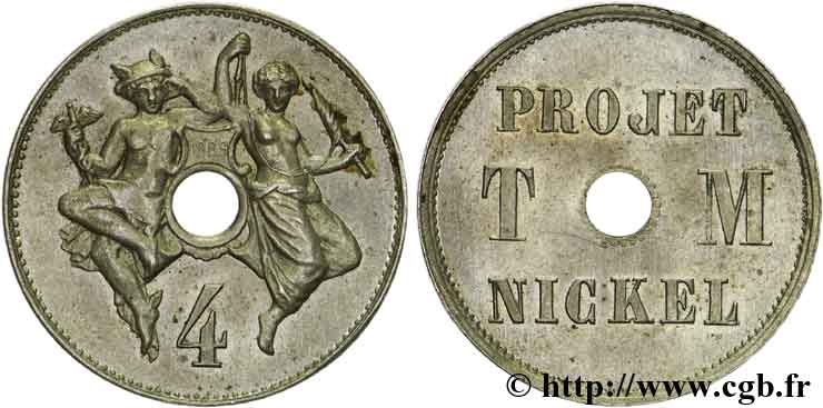 Essai de 4 centimes en nickel 1889  VG.4110  SUP58 