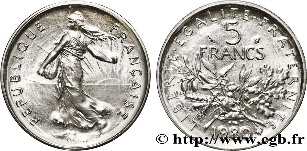 5 francs Semeuse, nickel 1980 Pessac F.341/12 ST68 