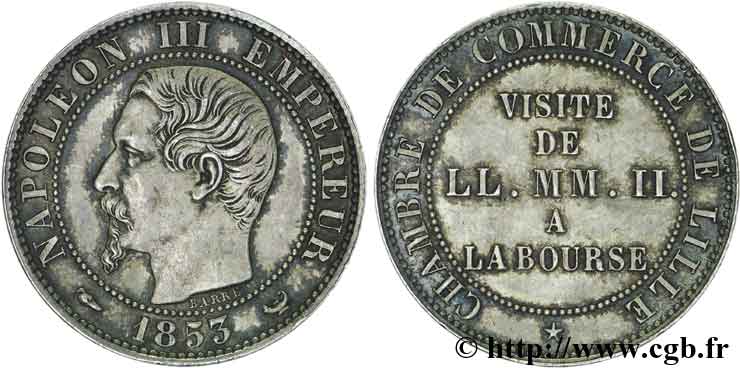 Module cinq centimes argent, visite impériale à Lille les 23 et 24 septembre 1853 Lille VG.3368  SUP60 