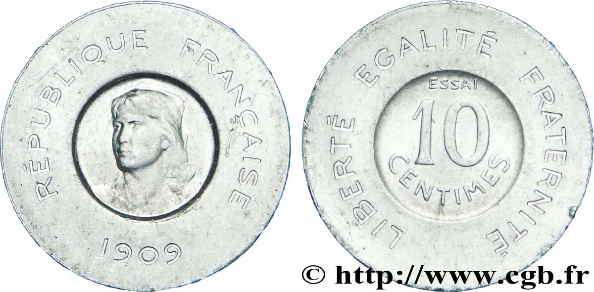 Essai de 10 centimes Rude 1909 Paris VG.4637  SUP60 
