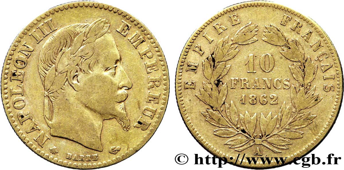Prix Louis D Or 10 Francs 1862