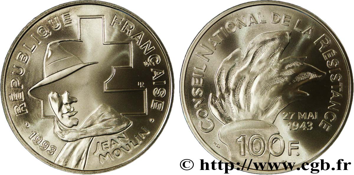 Brillant Universel 100 francs - Jean Moulin 1993  F.1627 3 MS70 