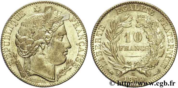 10 francs or Cérès, Troisième République 1899 Paris F.508/5 AU52 