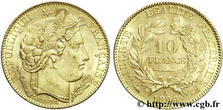 10 francs or Cérès, Troisième République 1899 Paris F.508/5 VZ57 