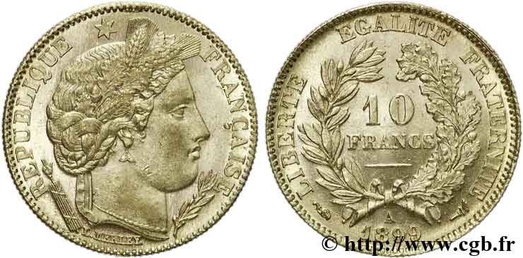 10 francs or Cérès, Troisième République 1899 Paris F.508/5 VZ60 