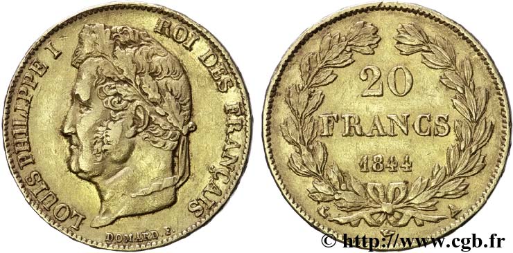 20 francs or Louis-Philippe, Domard 1844 Paris F.527/31 MBC48 