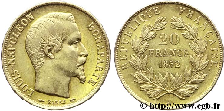 20 francs or Louis-Napoléon 1852 Paris F.530/1 SS52 