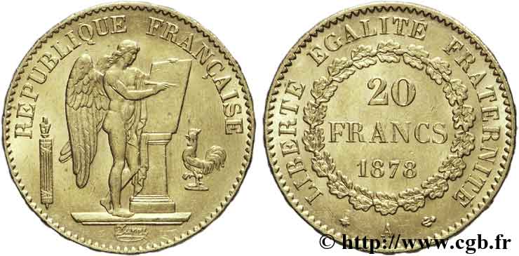 20 francs or Génie, Troisième République 1878 Paris F.533/6 EBC60 