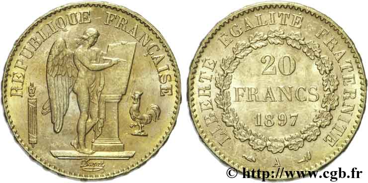 20 francs or Génie, Troisième République 1897 Paris F.533/22 VZ62 