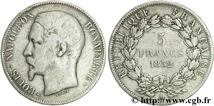5 francs Louis-Napoléon, 1er type 1852 Paris F.329/1 RC10 
