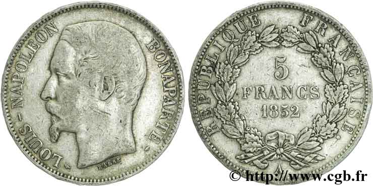 5 francs Louis-Napoléon, 1er type 1852 Paris F.329/1 F15 
