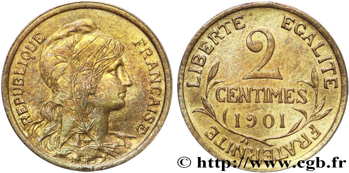 2 centimes Daniel-Dupuis 1901 Paris F.110/6 VZ60 