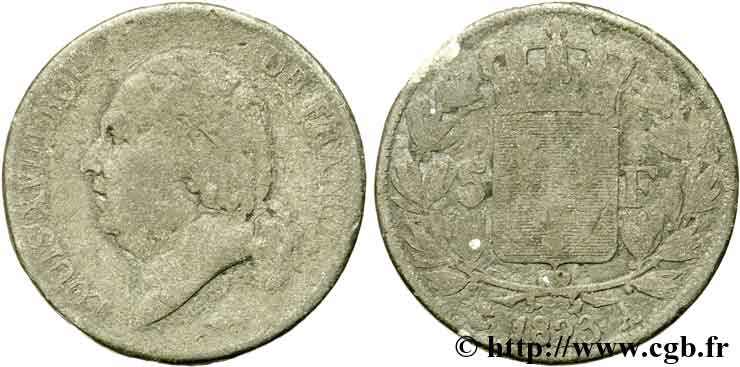 Faux de 5 francs Louis XVIII, tête nue 1823 Paris F.309/76 B12 