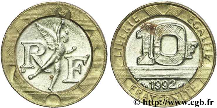 Faux de 10 francs Génie de la Bastille 1992 Pessac F.375/8 var. AU55 