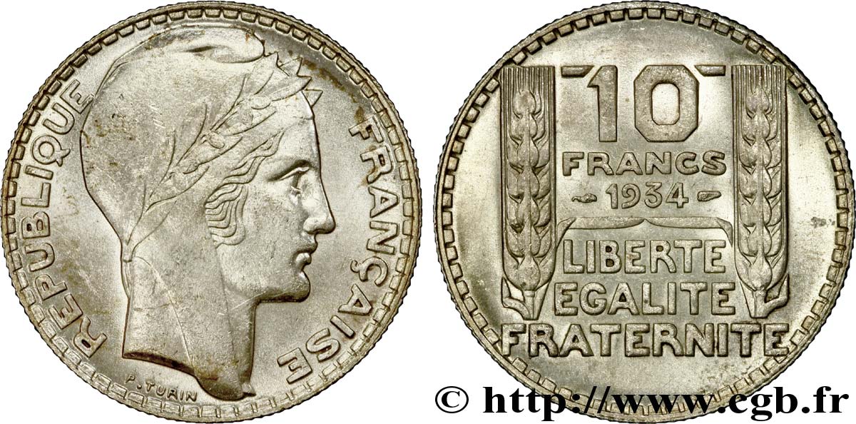 10 francs Turin 1934  F.360/7 SUP58 