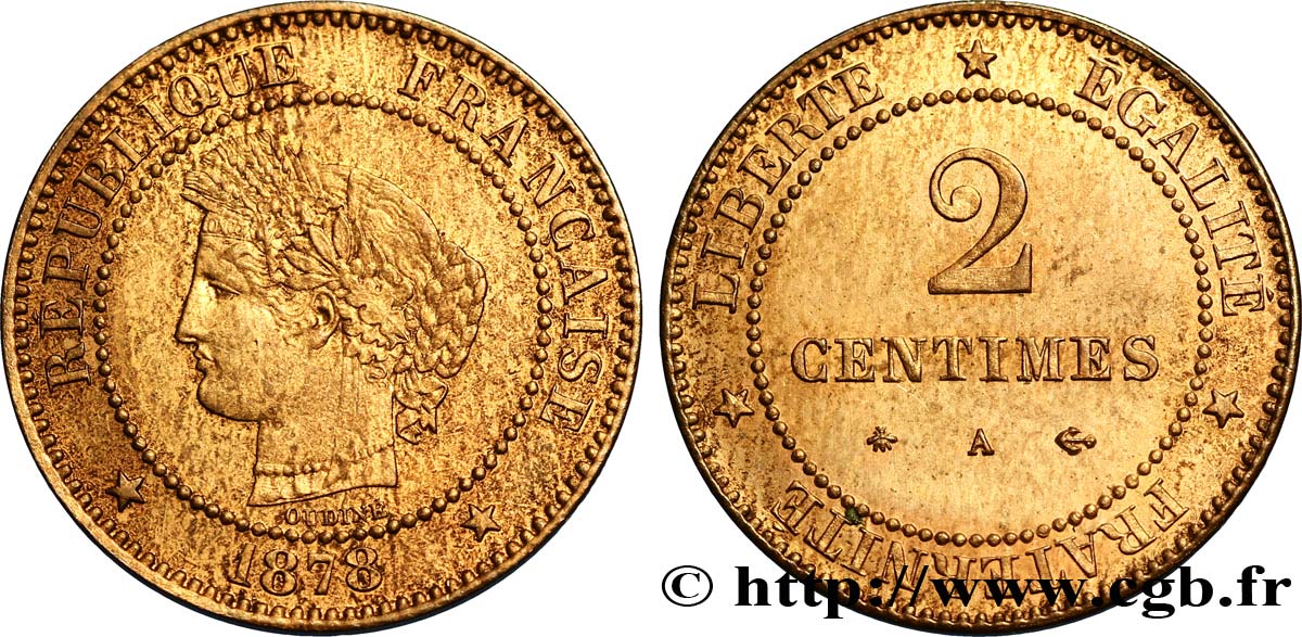 2 centimes Cérès 1878 Paris F.109/4 EBC60 