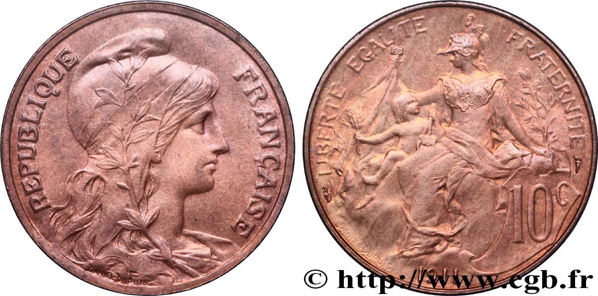 10 centimes Daniel-Dupuis 1911  F.136/20 SPL60 