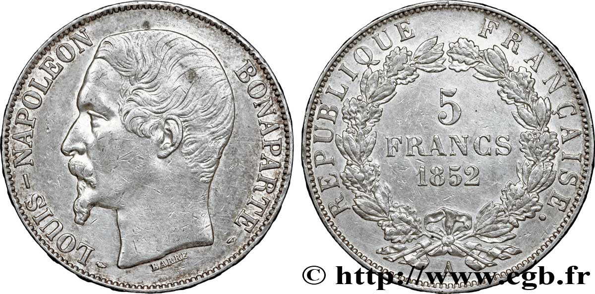 5 francs Louis-Napoléon, 1er type 1852 Paris F.329/1 SS54 