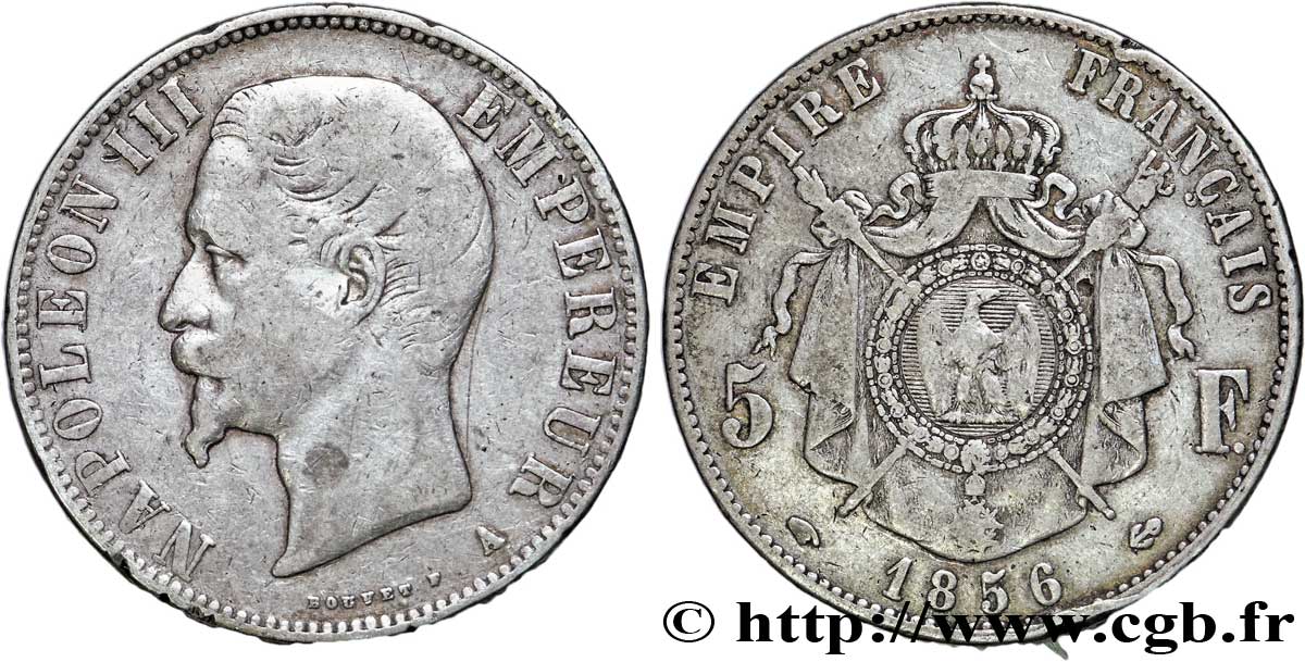 5 francs Napoléon III, tête nue 1856 Paris F.330/6 BC25 