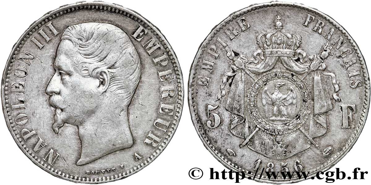 5 francs Napoléon III, tête nue 1856 Paris F.330/6 XF48 
