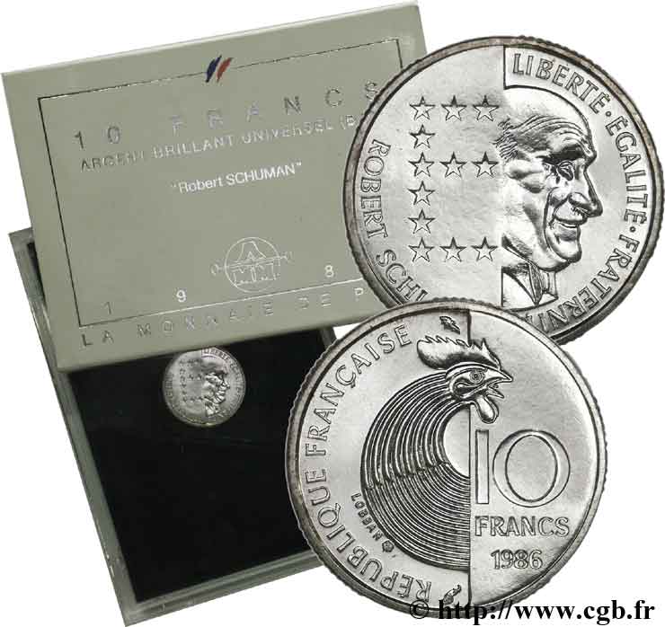 Brillant Universel argent 10 francs Robert Schuman 1986 Paris F5.1303 3 FDC 