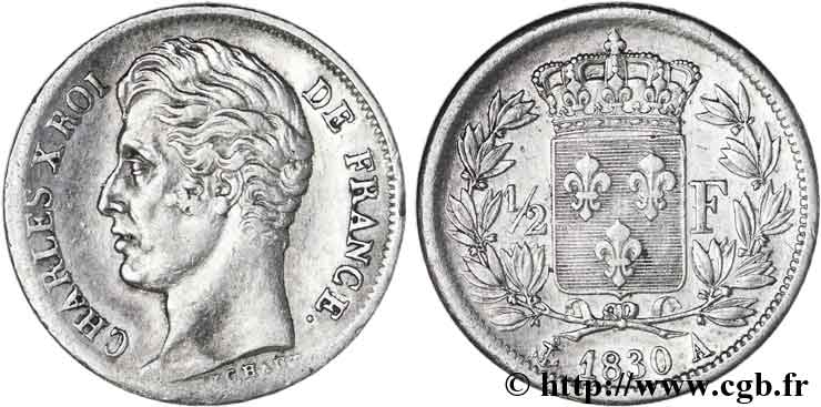 1/2 franc Charles X 1830 Paris F.180/50 BB42 