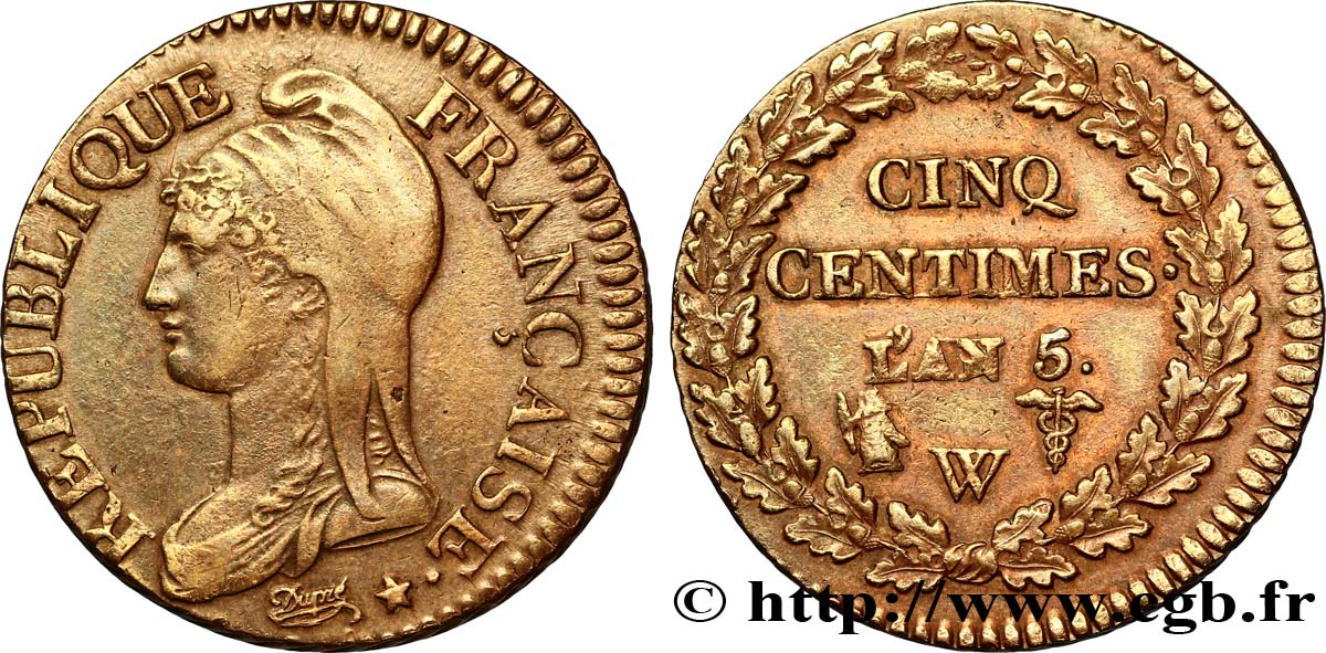 Cinq centimes Dupré, grand module 1797 Lille F.115/31 SS48 