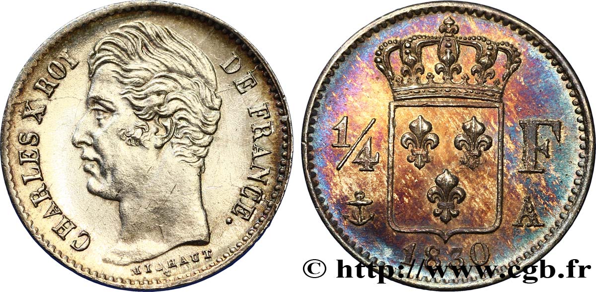 1/4 franc Charles X 1830 Paris F.164/39 SUP62 