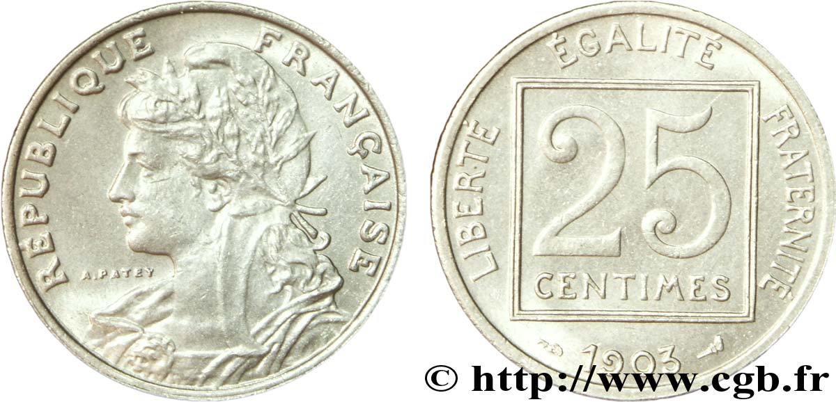 25 centimes Patey, 1er type 1903  F.168/3 TTB53 