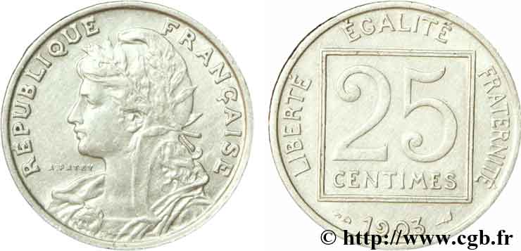 25 centimes Patey, 1er type 1903  F.168/3 BB45 