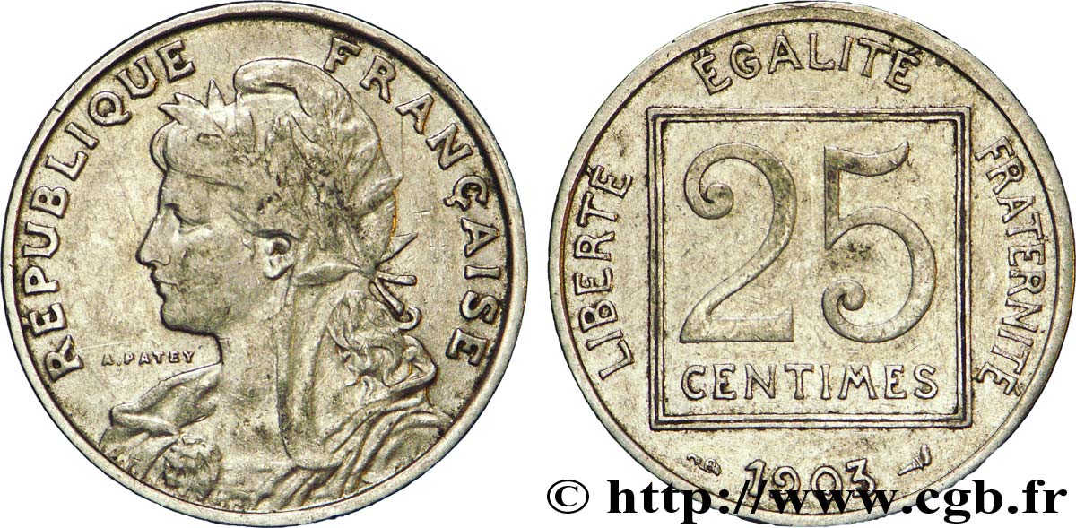 25 centimes Patey, 1er type 1903  F.168/3 VF35 