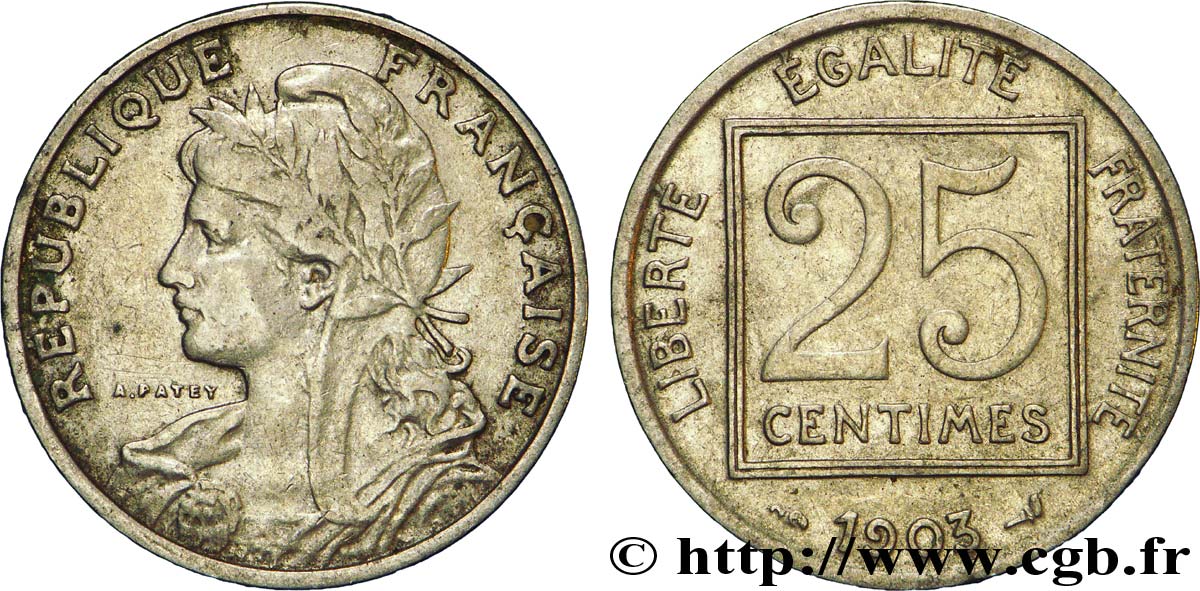 25 centimes Patey, 1er type 1903  F.168/3 TB30 