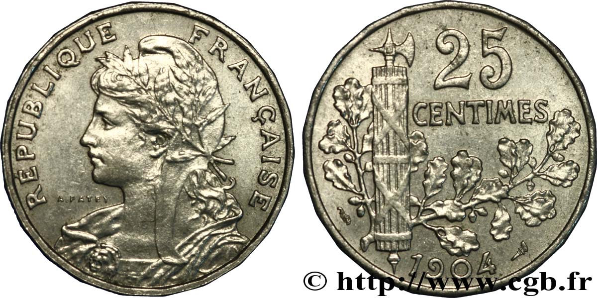 25 centimes Patey, 2e type 1904  F.169/2 SUP58 