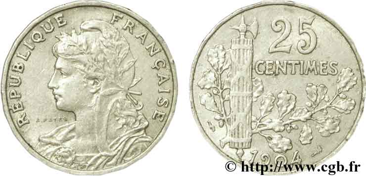 25 centimes Patey, 2e type 1904  F.169/2 TTB40 