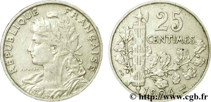 25 centimes Patey, 2e type 1904  F.169/2 TB30 