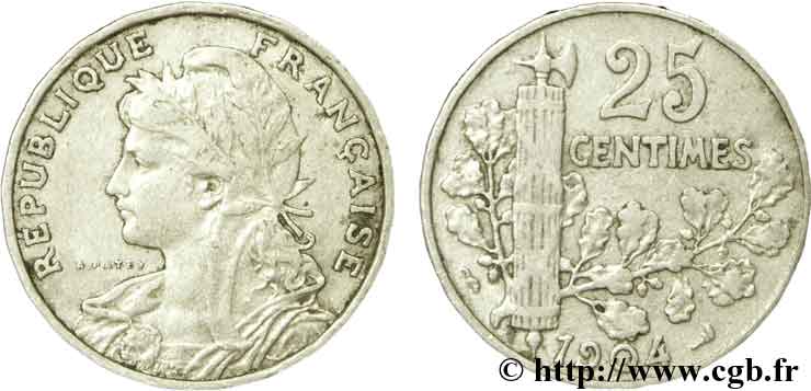 25 centimes Patey, 2e type 1904  F.169/2 TB25 