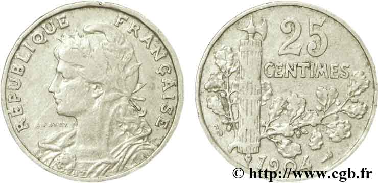 25 centimes Patey, 2e type 1904  F.169/2 TB15 