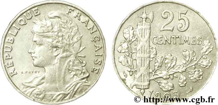 25 centimes Patey, 2e type 1905  F.169/3 TTB53 