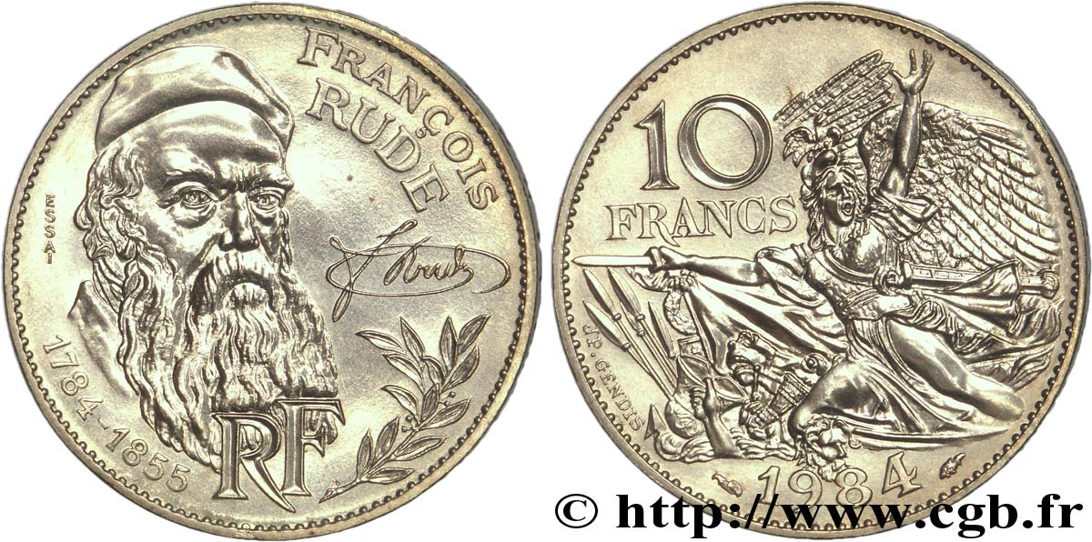 Essai de 10 francs François Rude, tranche B 1984  F.369/1 MS63 
