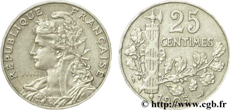 25 centimes Patey, 2e type 1905  F.169/3 TTB48 