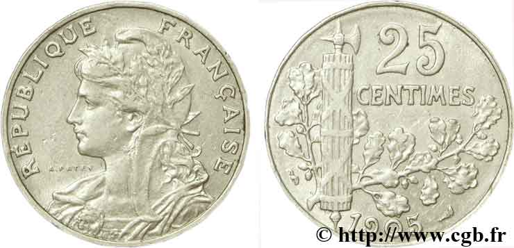 25 centimes Patey, 2e type 1905  F.169/3 TTB40 