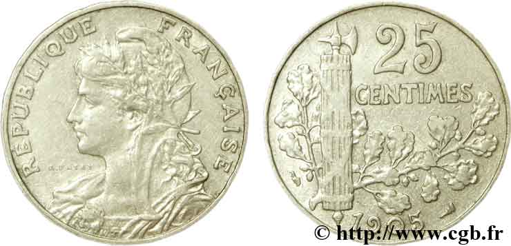 25 centimes Patey, 2e type 1905  F.169/3 MB35 